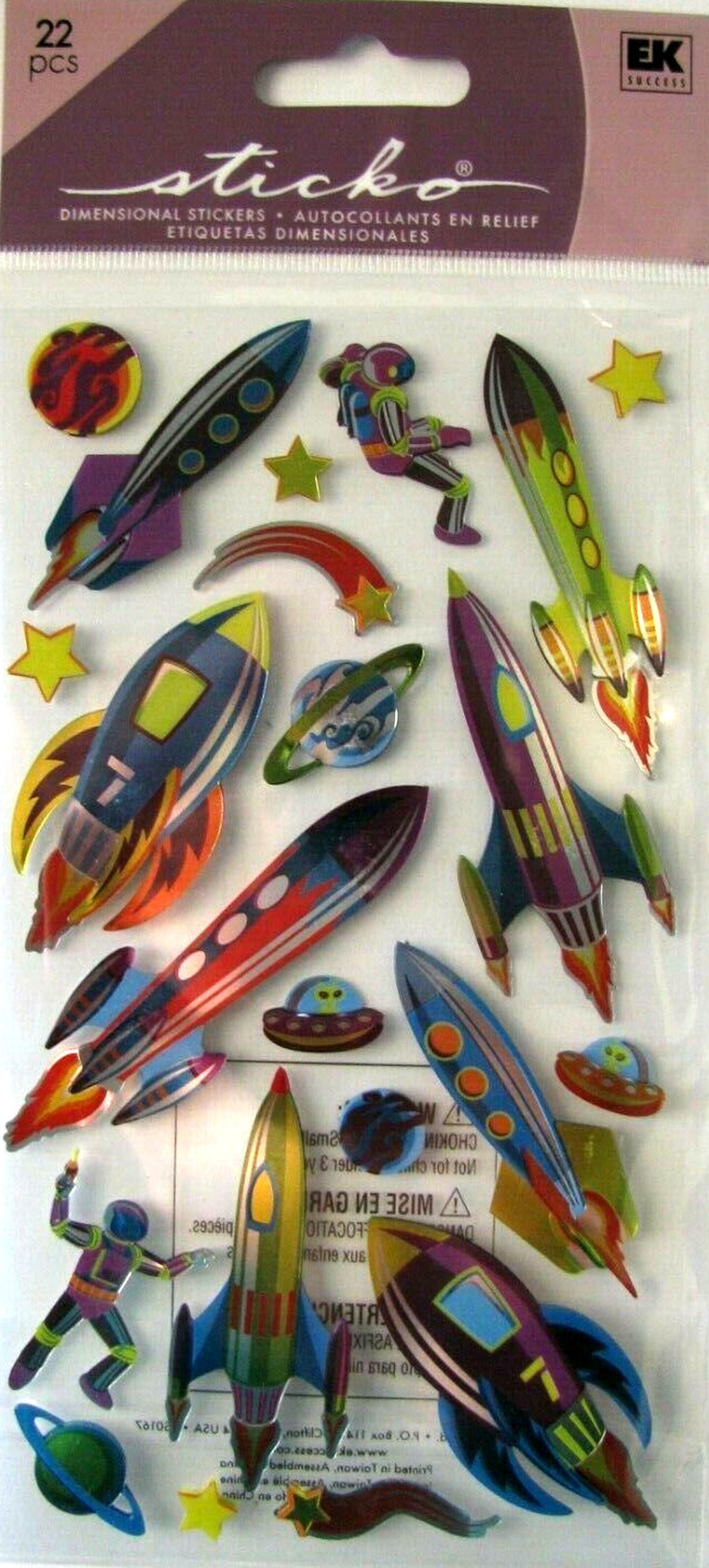 Sticko Retro Rockets Dimensional Stickers