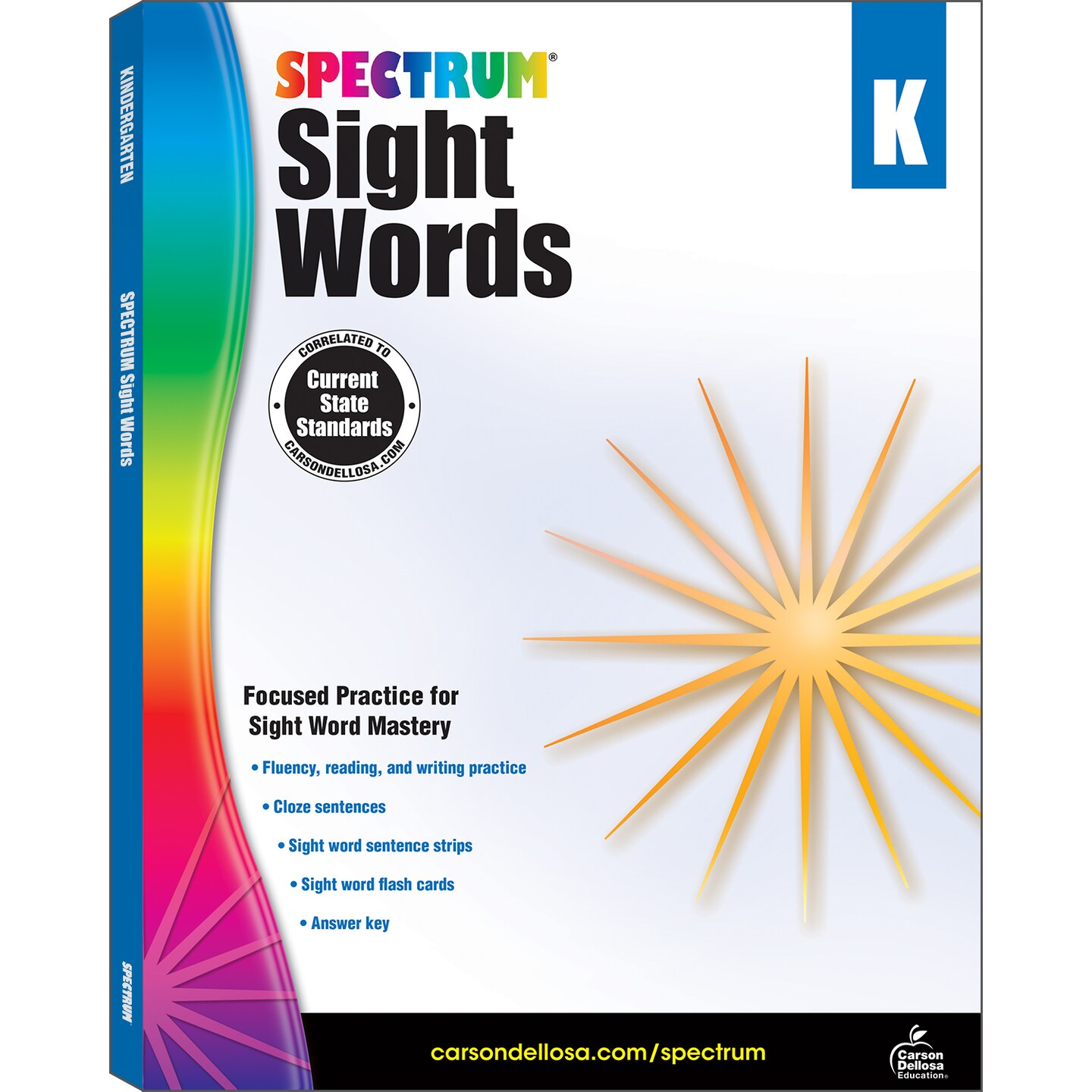 Spectrum Kindergarten Sight Words Workbook, Ages 5 to 6, High Frequency Reading and Writing Practice, Sentence Building Skills, and Sight Word Flash Cards, Sight Words Kindergarten Workbook for Kids