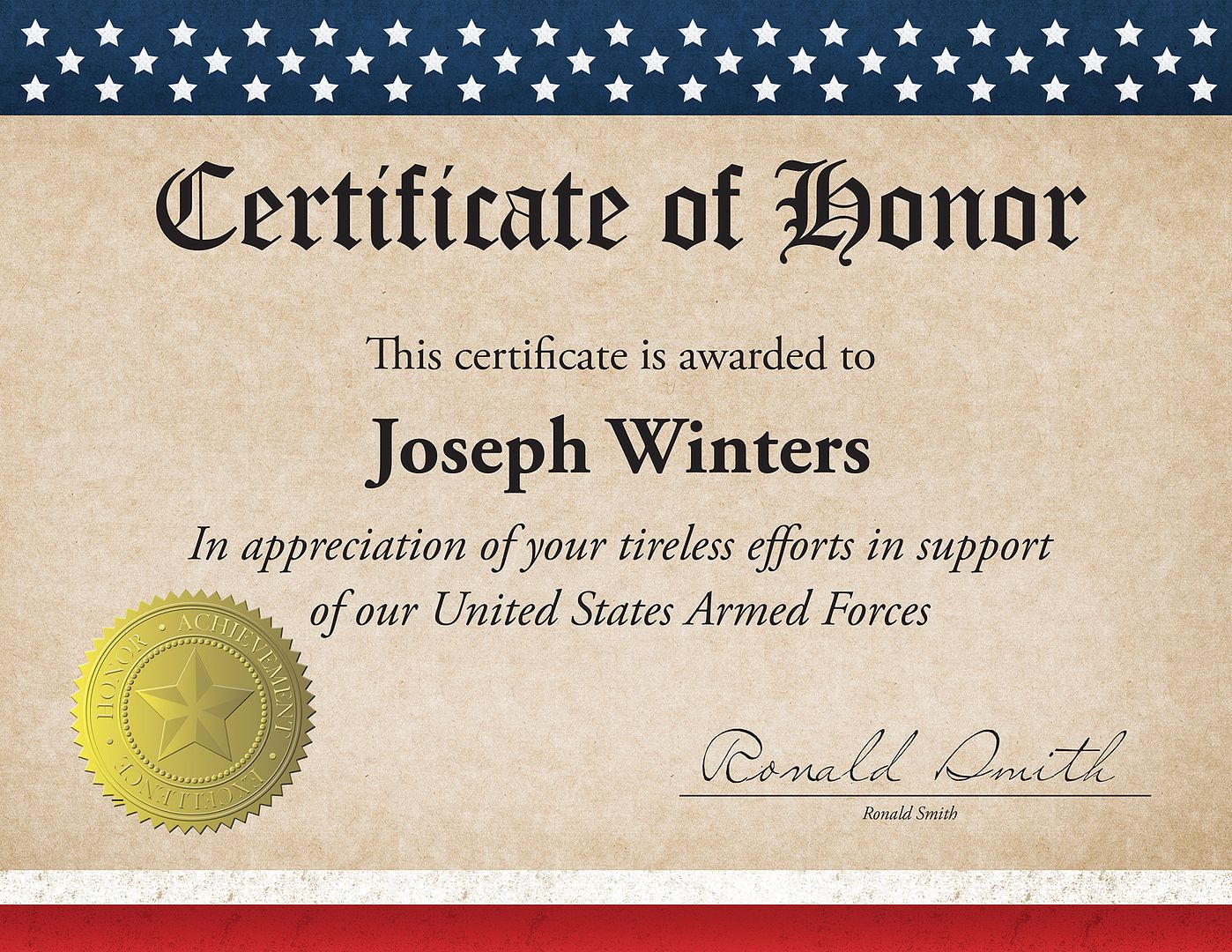 Great Papers! Patriotic Certificate with Imprinted Gold Foil Seal, 8.5" x 11", Printer Compatible, 25 count