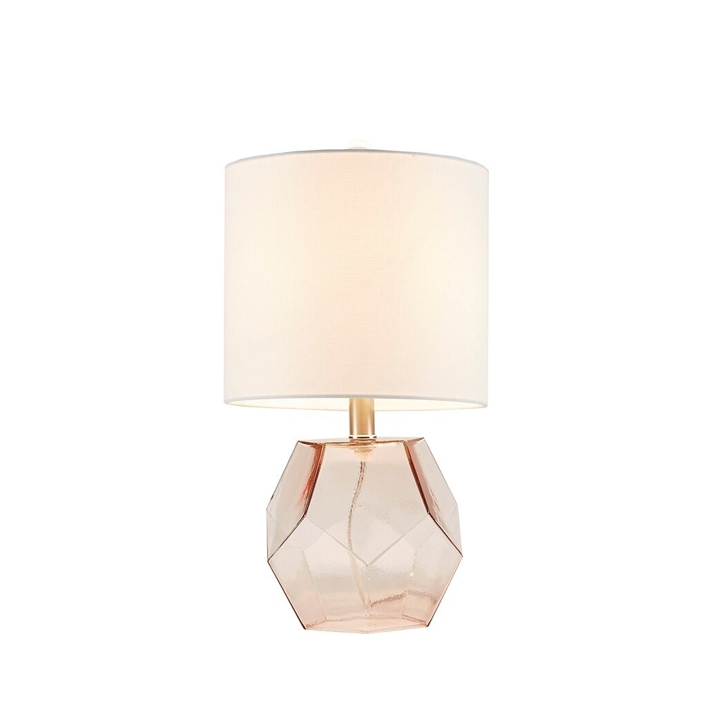 Gracie Mills Estes Elegant Pink Geometric Glass Table Lamp With White Shade - Grace-12850