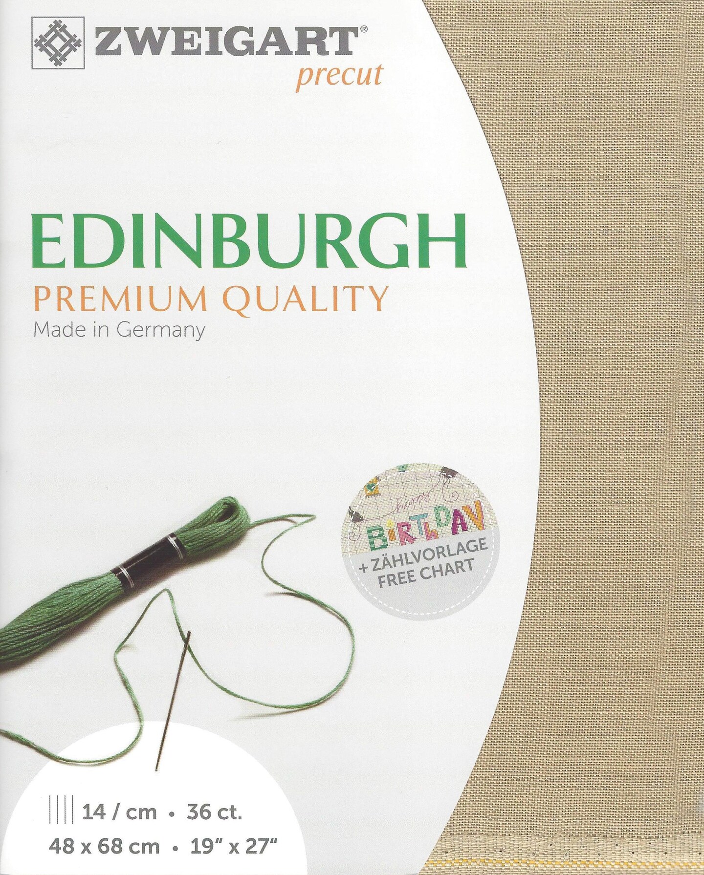 Precut Zweigart Edinburgh 36 count Light Mocha