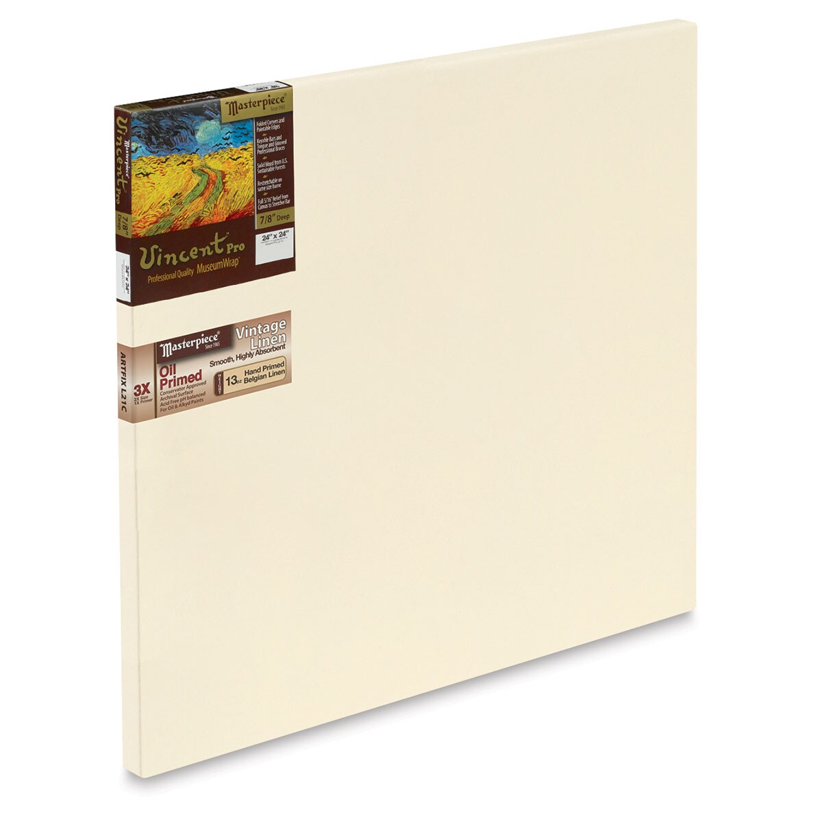 Masterpiece Vincent Pro Artfix Linen Canvas - 24&#x22; x 24&#x22;, Oil Primed