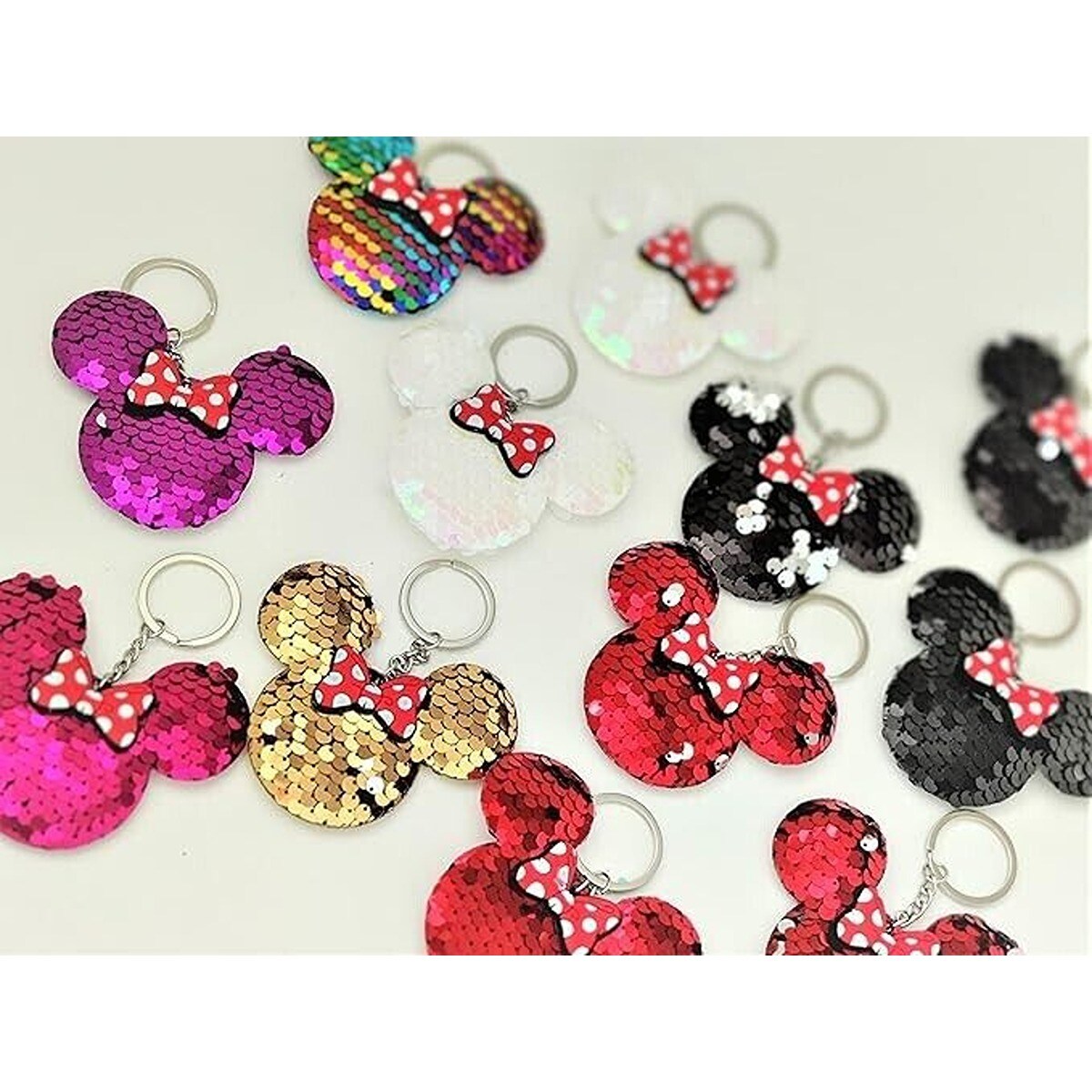 3 Inches Sparkling Minnie Mouse Plush Reversible Sequin Key Chain