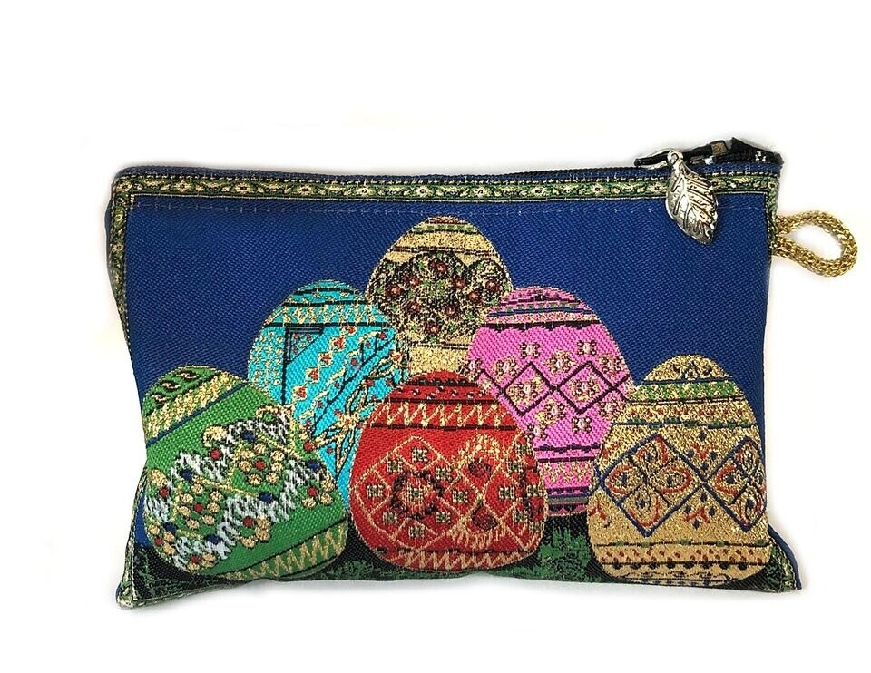 Pysanky Pysanki Wooden Ukrainian Hand Painted Easter Eggs - Set of 3 & Pouch