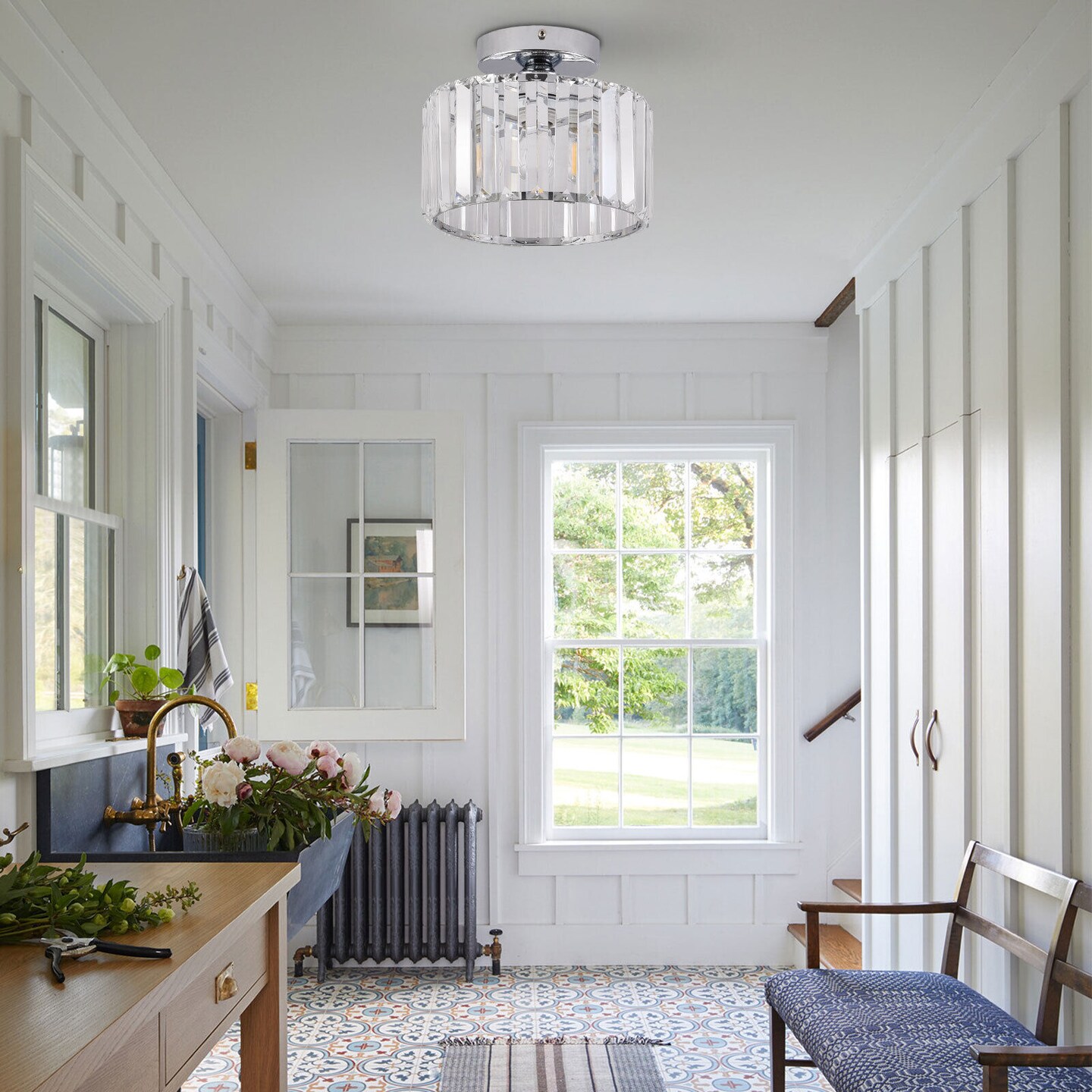 Kitcheniva Modern Crystal Flush Mount Lamp Chandelier Fixture