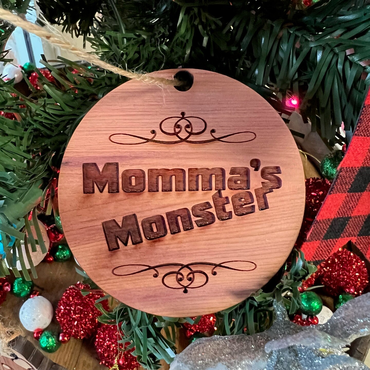 Ornament - Momma&#x27;s Monster - Cedar Ornament