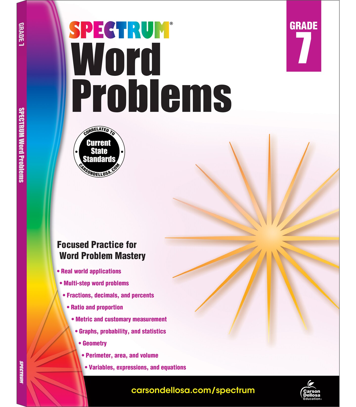 Spectrum 7th Grade Math Word Problems Workbook, Ages 12 to 13, Grade 7 Math Word Problems, Percent and Statistics, Perimeter, Area and Volume, and Geometry Workbook - 128 Pages