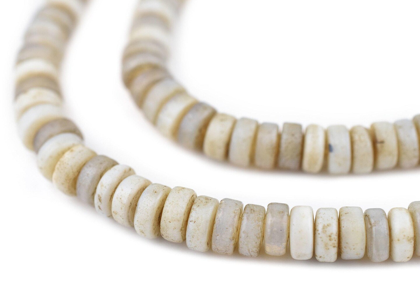 TheBeadChest Vintage-Style White Java Glass Button Beads (8mm)