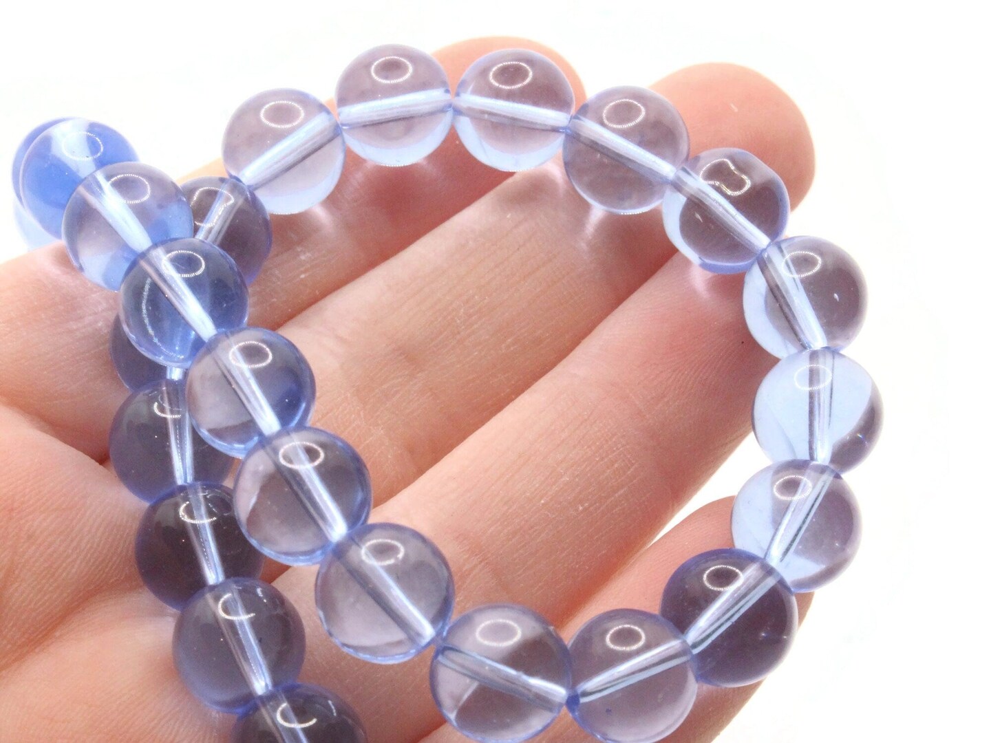 33 10mm Blue Glass Round Accent Beads