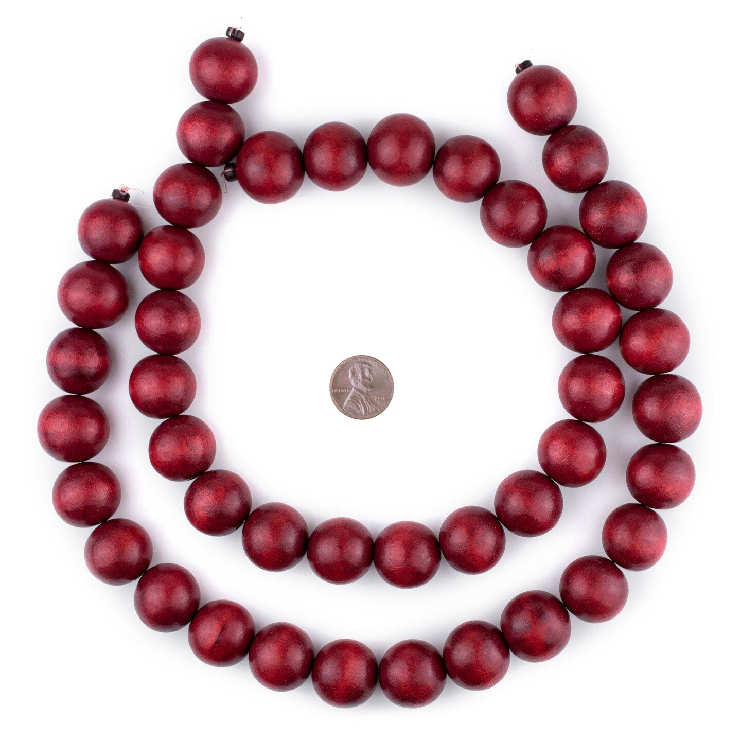 TheBeadChest 20mm Natural Round Wood Beads, Wooden Beads Loose Wood Spacer Beads for DIY Jewelry Making, 4 Sizes (8mm, 10mm, 12mm, 20mm) - Red