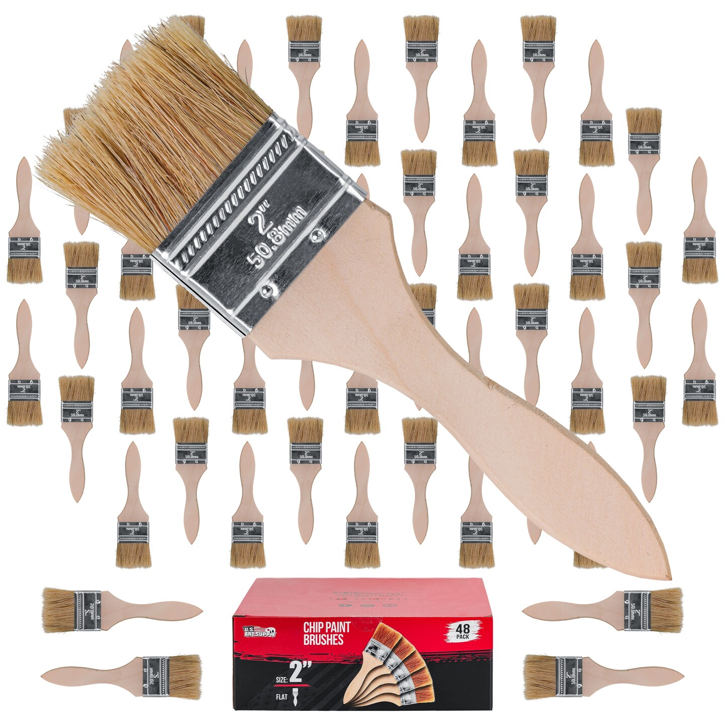 48 Pack of 2 inch Paint and Chip Paint Brushes for Paint, Stains