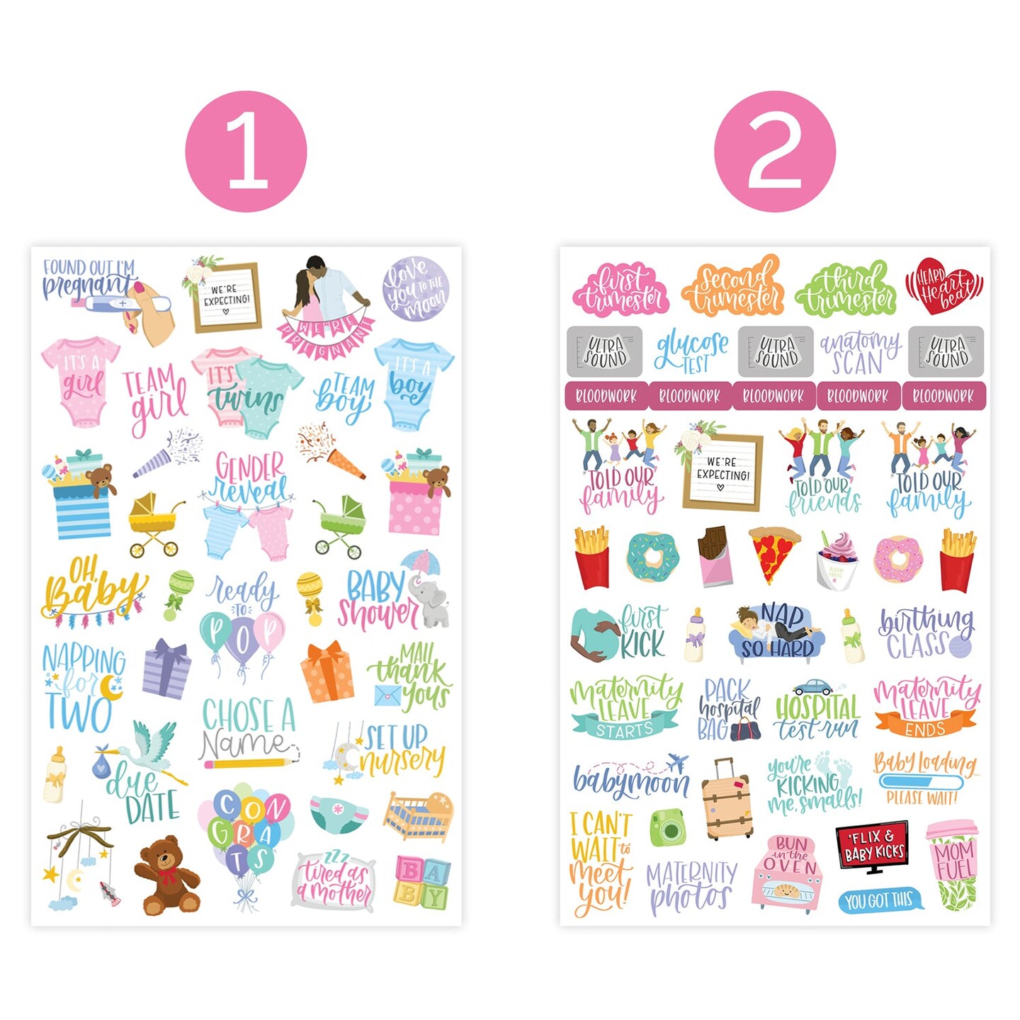 bloom daily planners Sticker Sheets, Pregnancy &#x26; Baby&#x27;s First Year Stickers V2