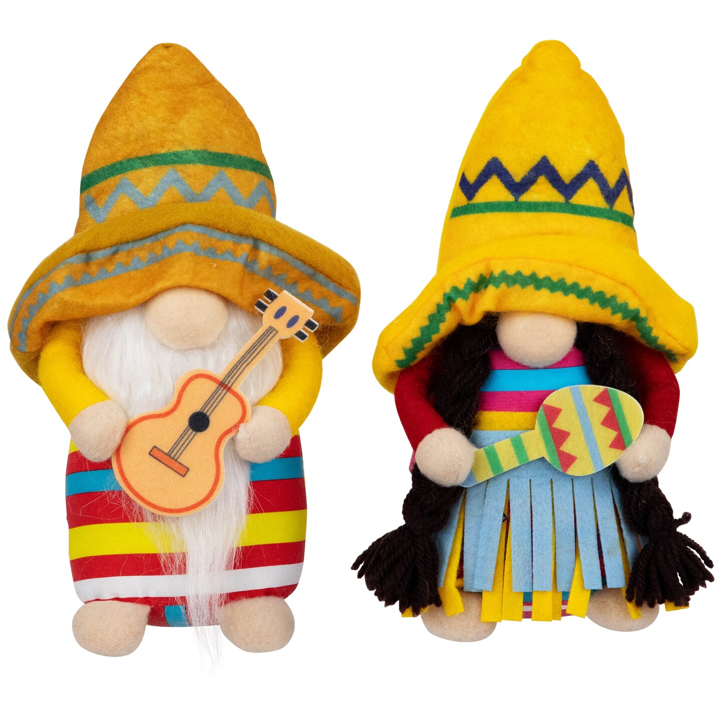 Northlight Cinco de Mayo Mariachi Gnomes with Guitar and Maraca  - 8.5&#x22; - Set of 2