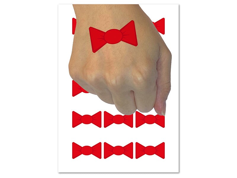 Bow Tie Solid Temporary Tattoo Water Resistant Fake Body Art Set Collection (1 Sheet)