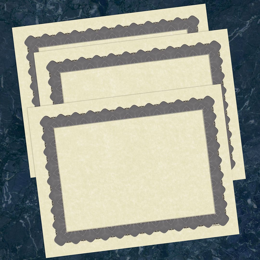 Great Papers! Parchment Certificates with Metallic Border, Silver Border, 8.5" x 11", Printer Compatible, 100 Count