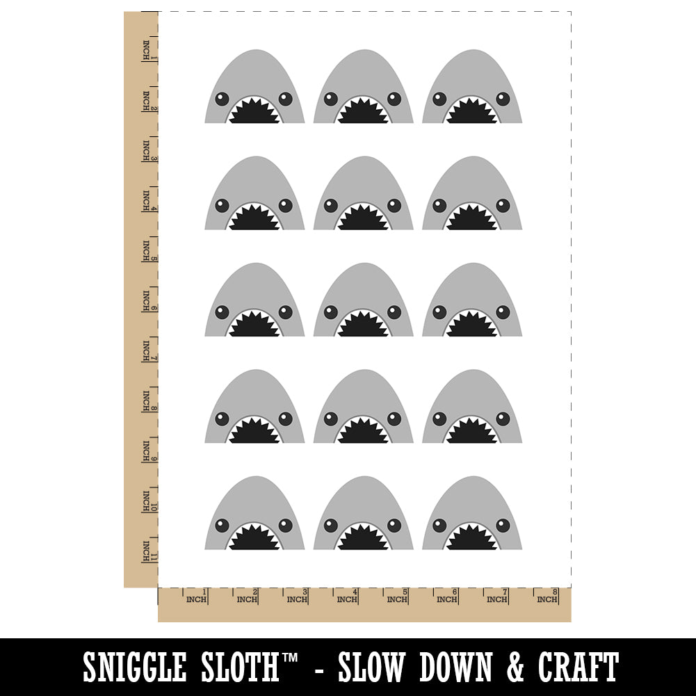 Peeking Shark Temporary Tattoo Water Resistant Fake Body Art Set Collection (1 Sheet)