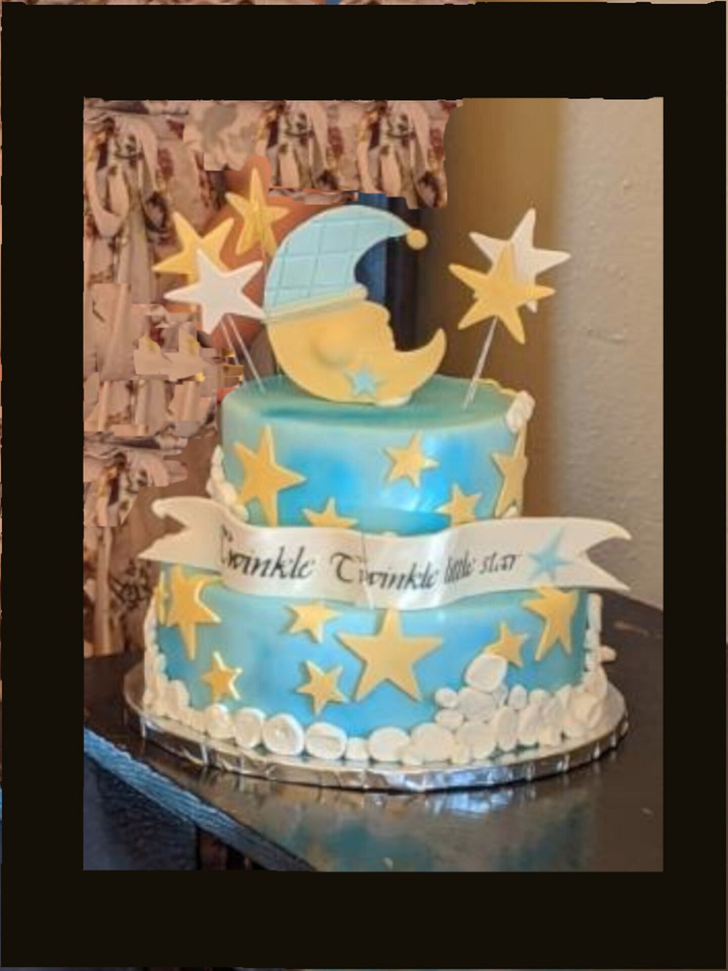 Gum paste Moon and stars cake toppers. 3D,Fondant cupcake or cake