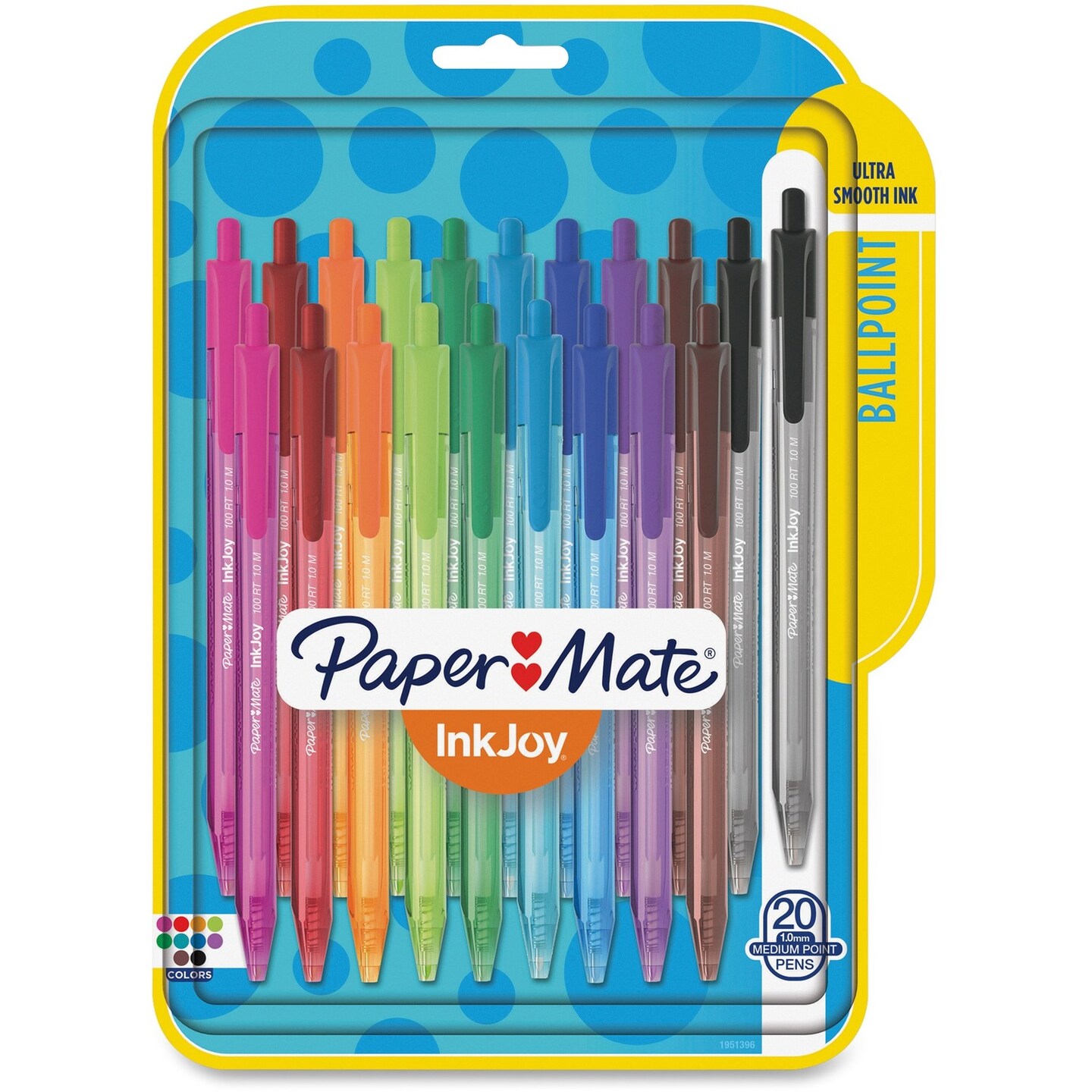 Papermate InkJoy 100 RT Retractable Ballpoint Pen, 1mm, Assorted, 20/Pack