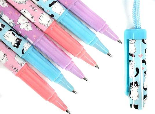 12 Pieces Kitty Cat Necklace Rope Pen