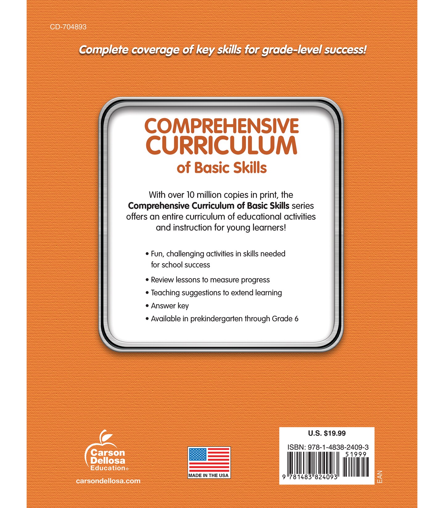 Carson Dellosa Comprehensive Curriculum of Basic Skills Kindergarten Workbook, Alphabet, Sight Words, Colors, Shapes, Counting, Phonics, and Writing Practice, Classroom or Homeschool Curriculum