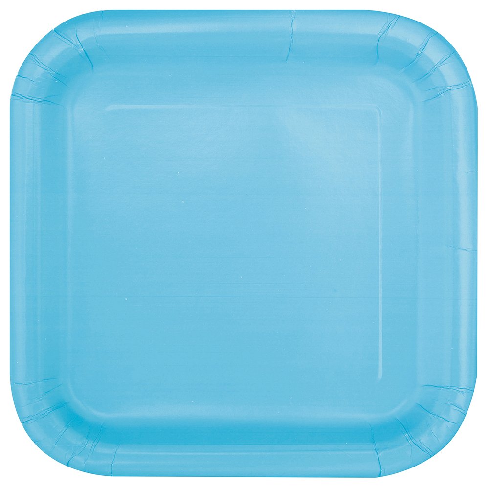 Powder Blue Solid Square 9&#x22; Dinner Plates, 14ct