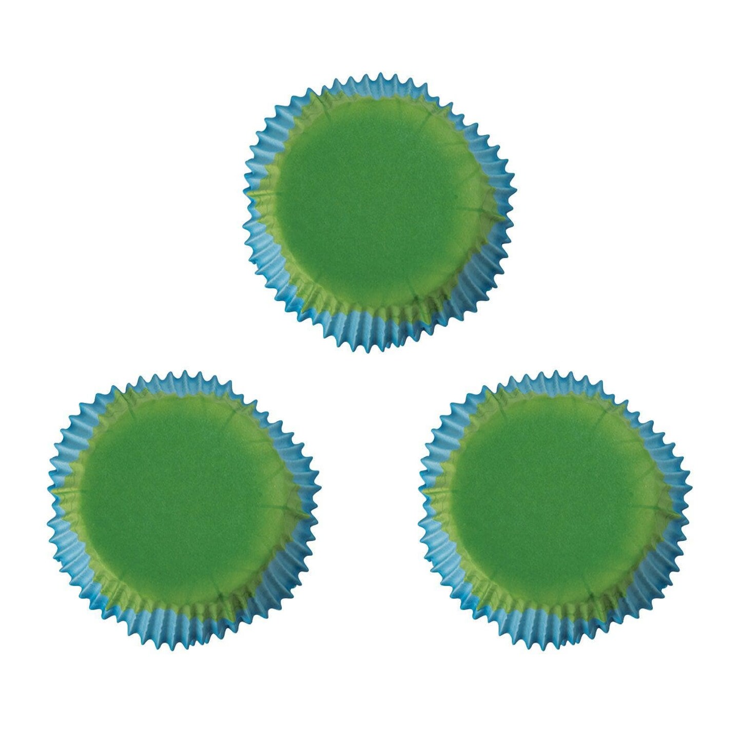 Blue and Green Petal Cut Standard Size Cupcake Wrappers &#x26; Liners | 25 PC Set