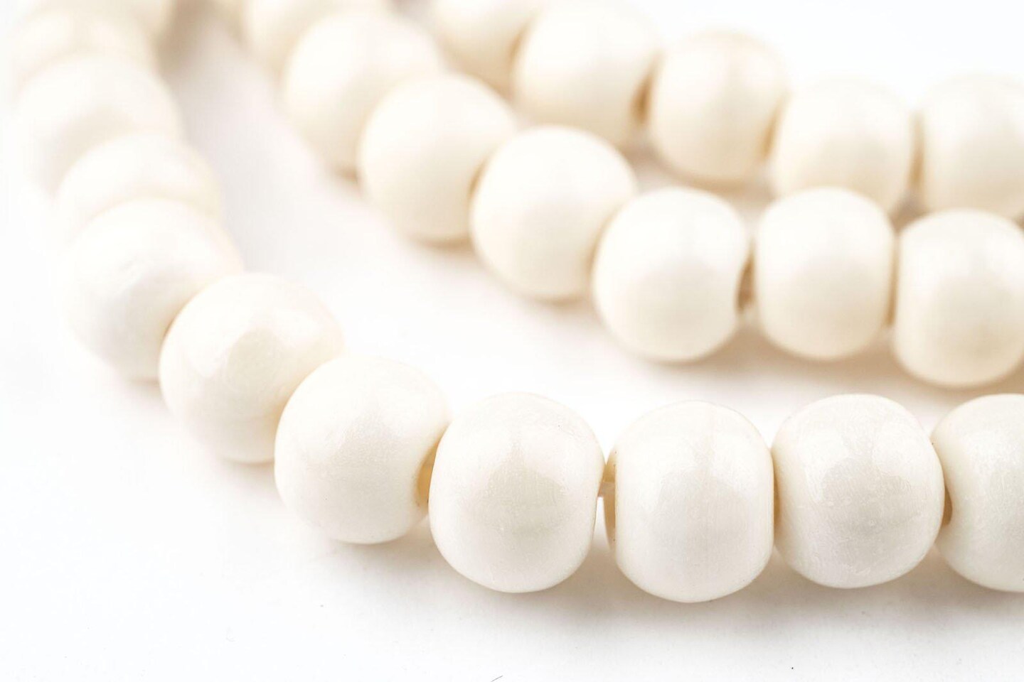 108 10mm White Bone Mala Beads - Handmade Fair Trade Nepal Prayer Rosary Beads Necklace for Mediation, Yoga, Jewelry Making, Crafts - The Bead Chest