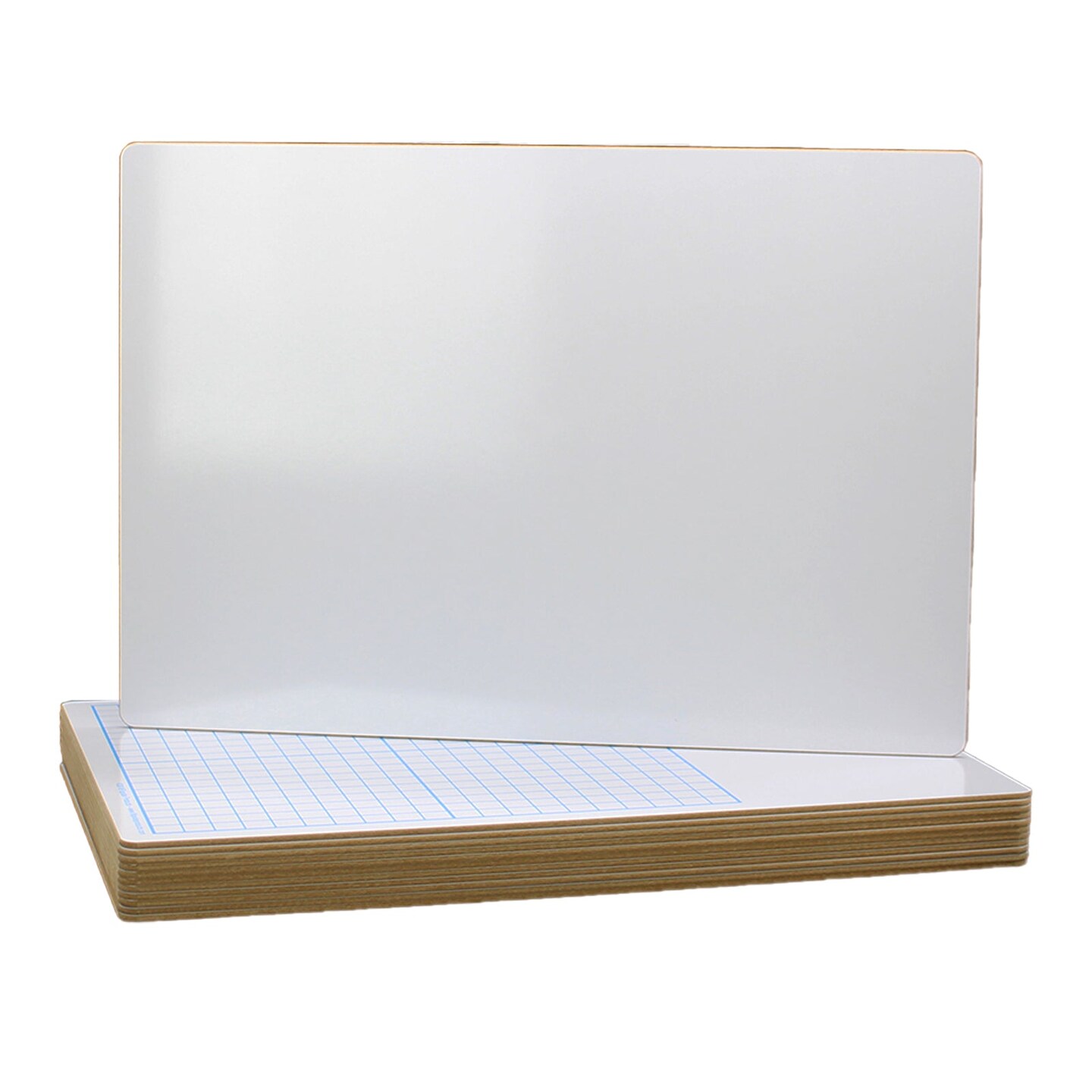 Two Sided 1/2&#x22; Graph Dry Erase Board, 11&#x22; x 16, Pack of 12