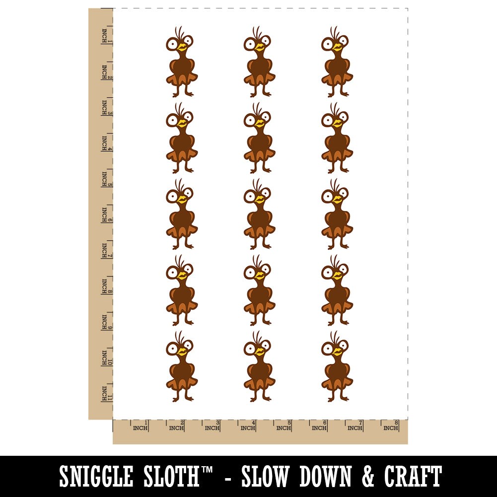 Weird Creepy Bug Eyed Bird Chicken Temporary Tattoo Water Resistant Fake Body Art Set Collection (1 Sheet)