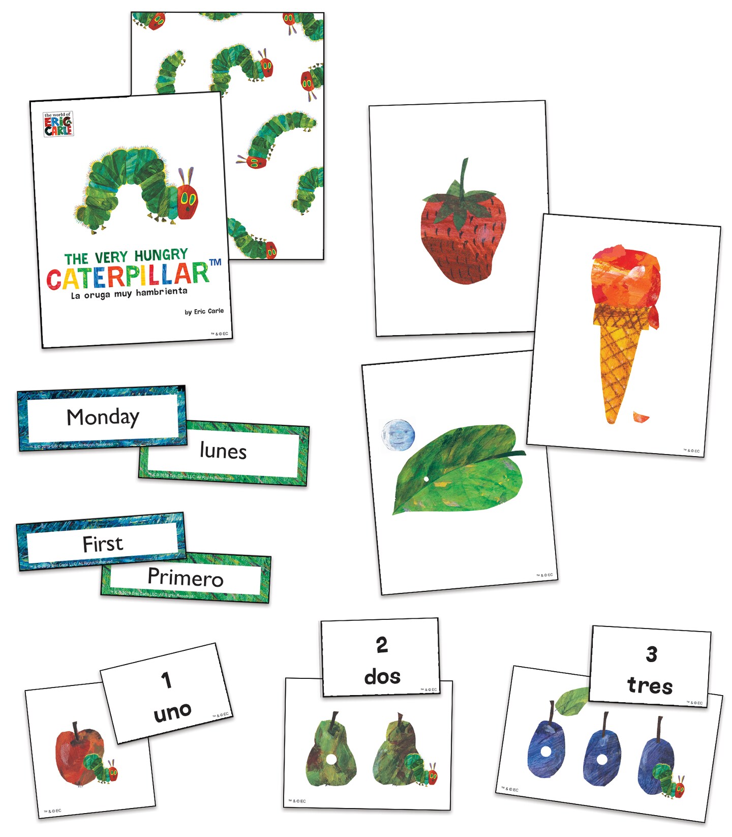 World of Eric Carle The Very Hungry Caterpillar Spanish Flash Cards for Toddlers, 65 Bilingual English and Spanish Flash Cards for Kids Covering The Very Hungry Caterpillar Storybook, Numbers &#x26; More