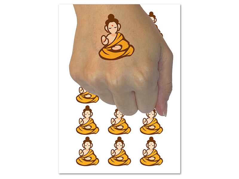 Buddha Siddhartha Gautama Buddhist Buddhism Temporary Tattoo Water Resistant Fake Body Art Set Collection (1 Sheet)