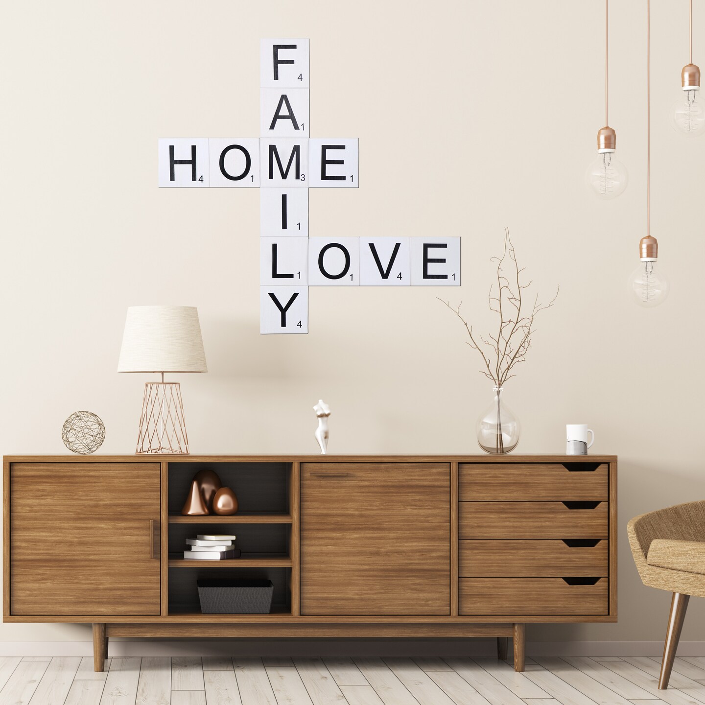 7Penn Rustic Living Room Decor - Farmhouse Crossword Letters Wall Family Decor