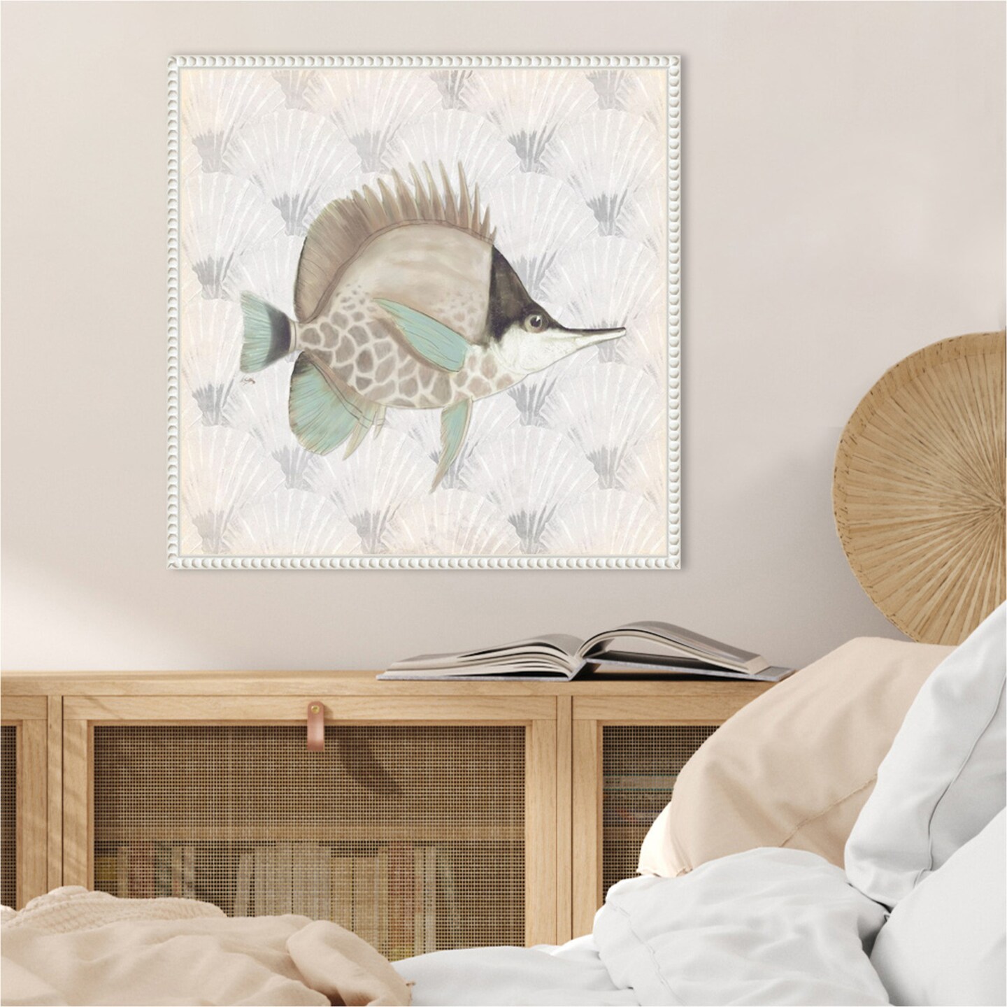 Neutral Vintage Fish III by Elizabeth Medley Framed Canvas Wall Art