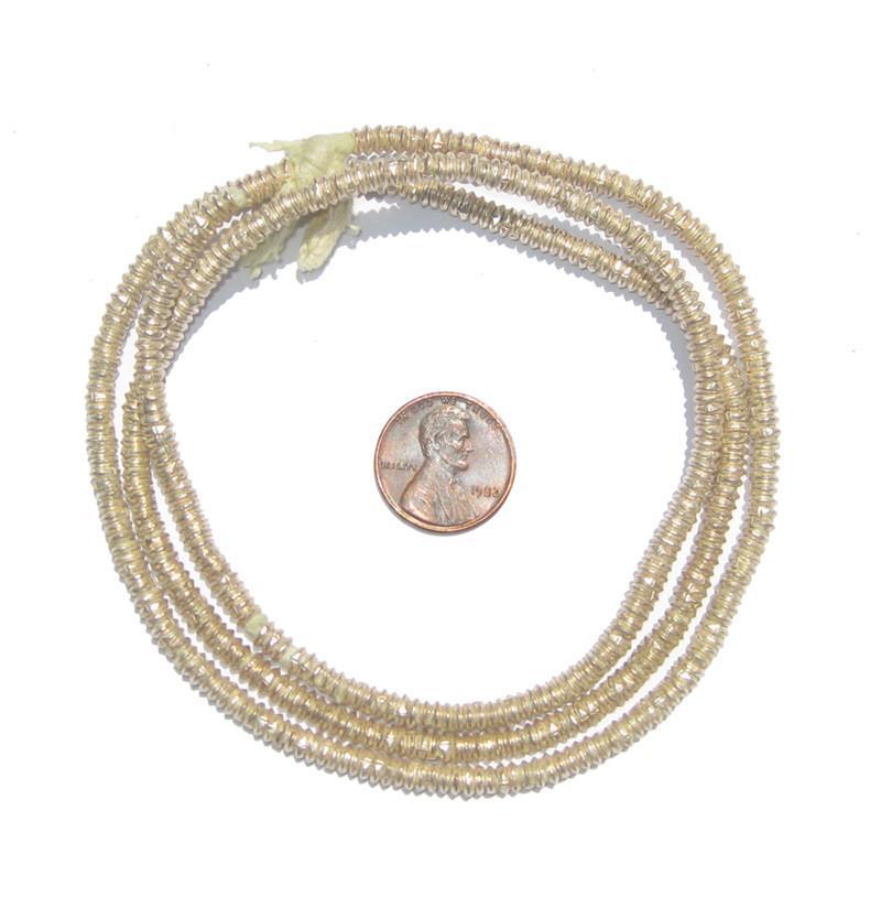 Silver Heishi Beads - Full Strand Ethiopian Metal Spacers for Jewelry Making - The Bead Chest (4mm)