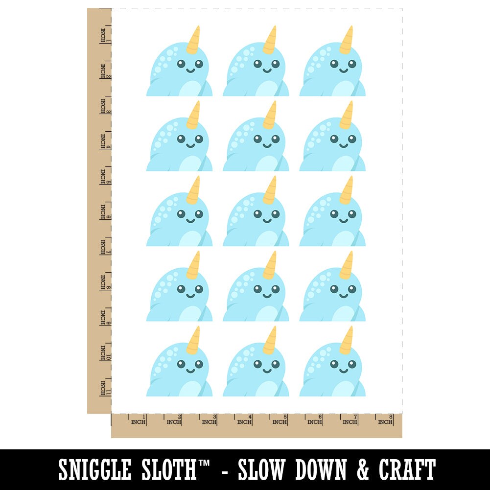 Peeking Narwhal Temporary Tattoo Water Resistant Fake Body Art Set Collection (1 Sheet)