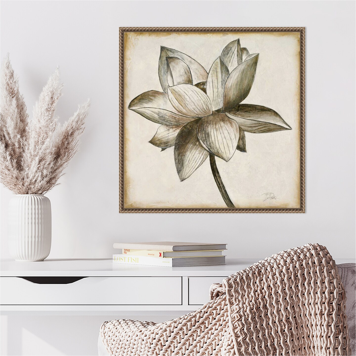 Sepia Lotus I by Patricia Pinto Framed Canvas Wall Art