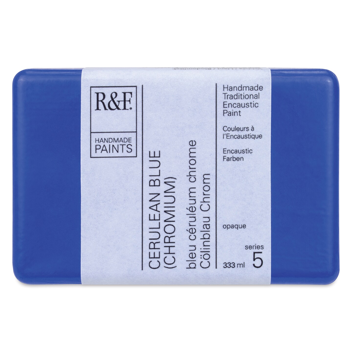 R&#x26;F Encaustic Paint Block - Cerulean Blue Chromium, 333 ml block