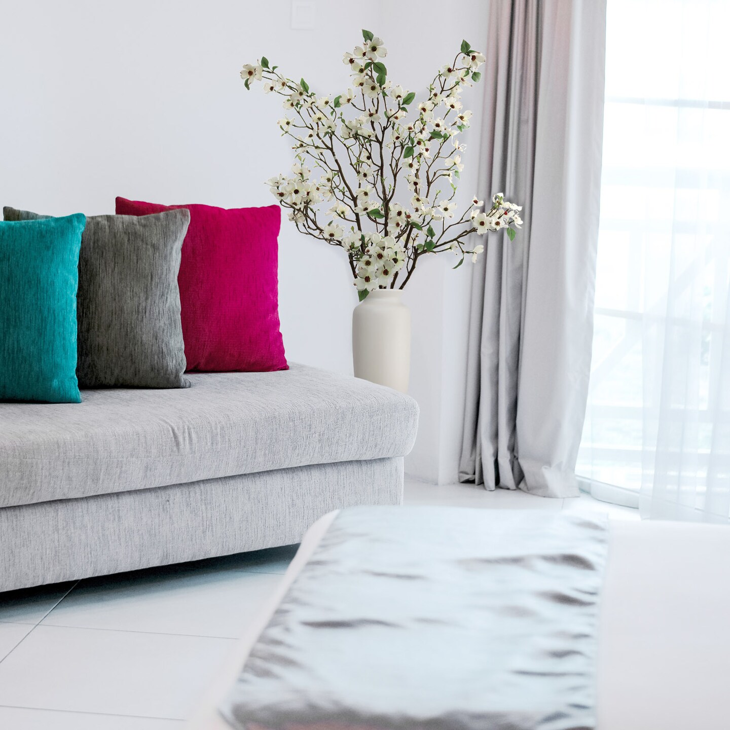 50" White Dogwood Spray 3-Pack - Silk Blooms, Lifelike Artificial Flowers, Elegant Decor - Perfect for Weddings, Events, Spring & All-Season Displays, Floral Home by Artificial Flowers