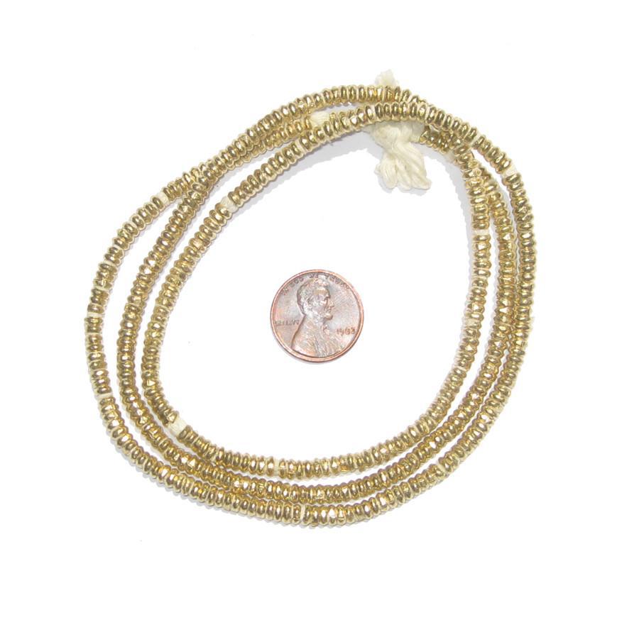 Brass Heishi Beads - Full Strand Ethiopian Metal Spacers for Jewelry Making - The Bead Chest (4mm)