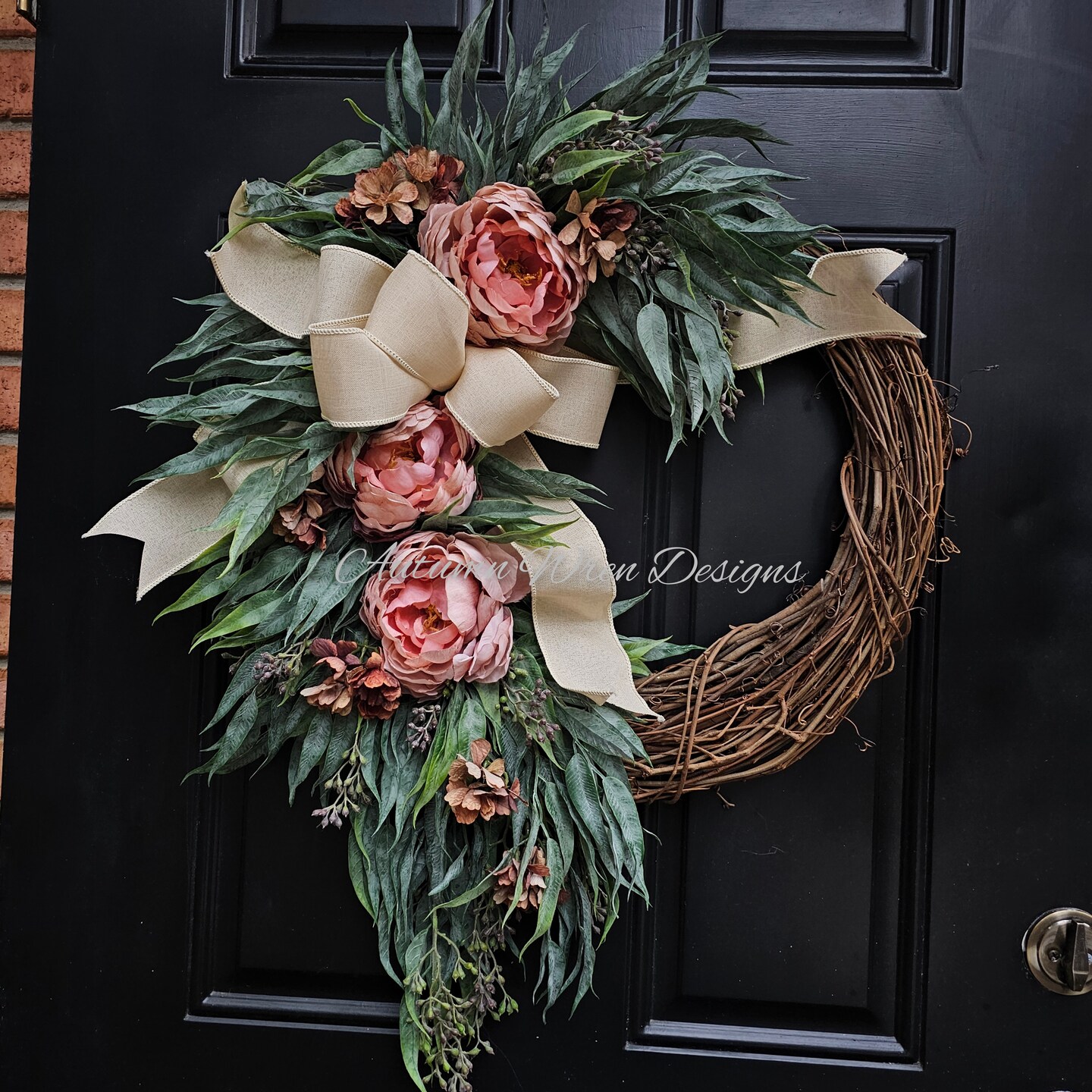 Spring Wreath for Front Door outlet Hydrangea Eucalyptus Rustic Farmhouse Home Decor