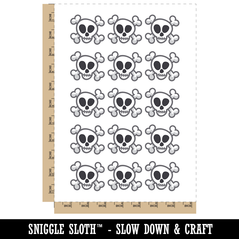 Skull and Crossbones Doodle Temporary Tattoo Water Resistant Fake Body Art Set Collection (1 Sheet)