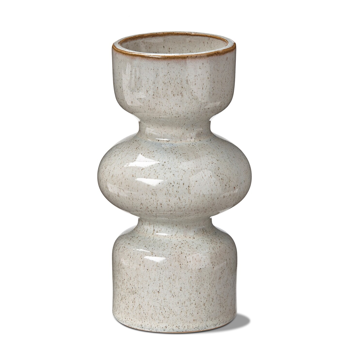 Linea Taupe Speckled Ceramic Reversible Taper and Pillar Candle Holder ...