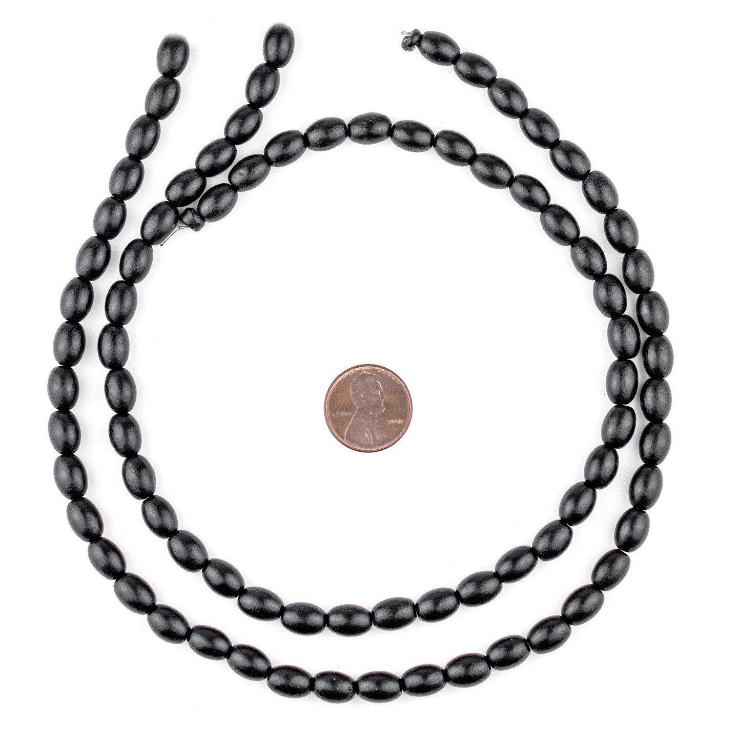 The Bead Chest Black Oval Natural Wood Beads (9x6mm): Organic Eco-Friendly Wooden Bead Strand for DIY Jewelry, Crafts, Necklace and Bracelet Making