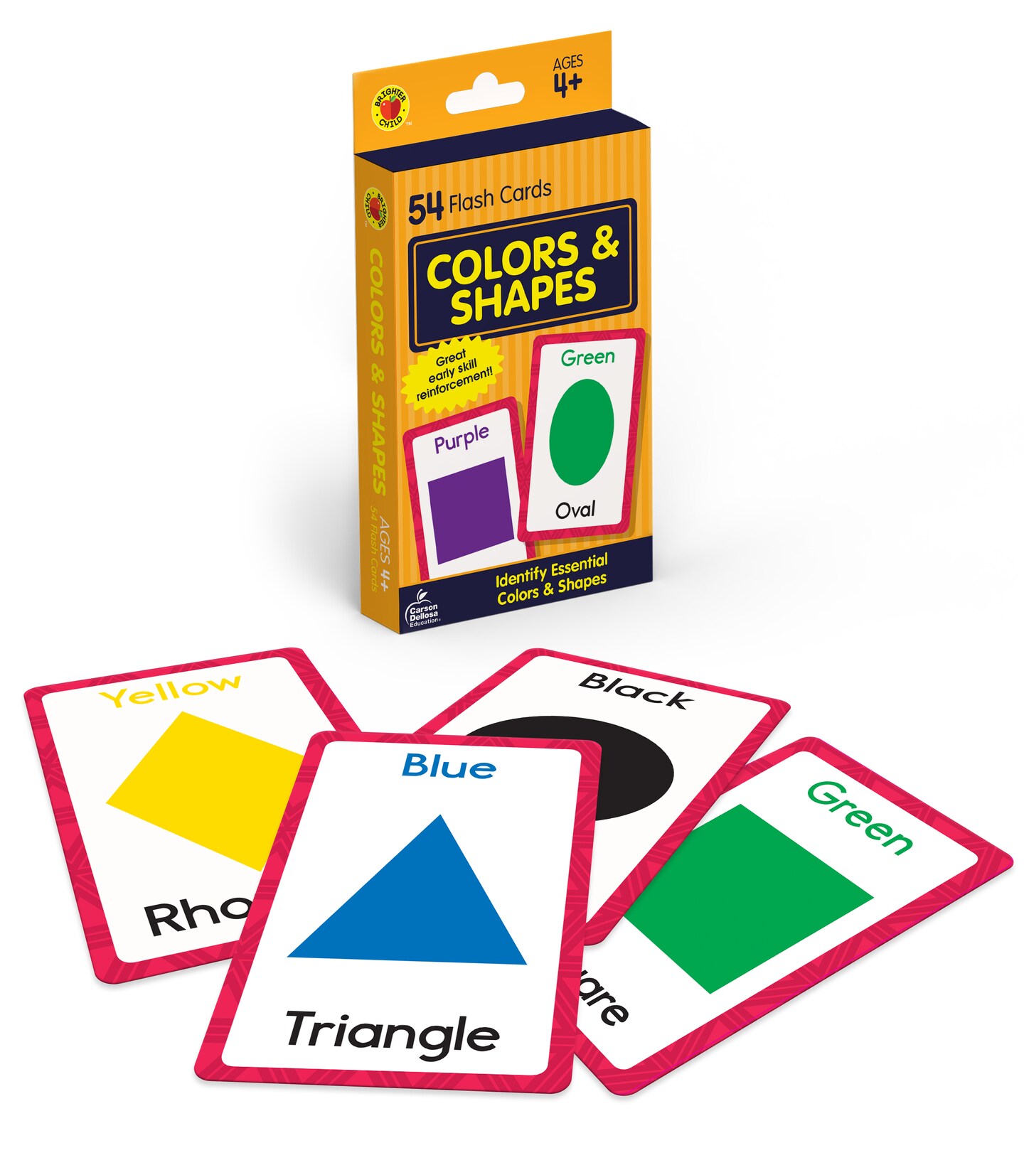 Carson Dellosa Colors and Shapes Flash Cards for Toddlers 2-4 Years, Shape Flash Cards and Primary Colors for Preschool, Kindergarten, Educational Games for Kids Ages 4+