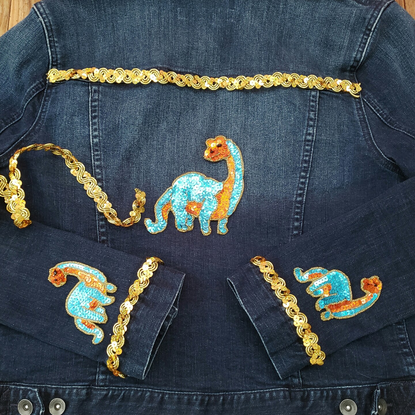 2 Piece Pat Apathosaurus Dinosaur Sequin Applique Set