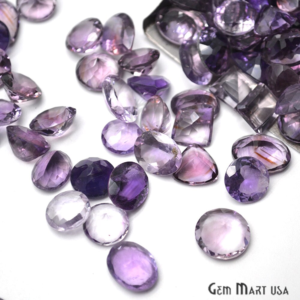 Amethyst Gemstone, 100% Natural Faceted Loose Gems, February Birthstone, 10-20mm, 100 Carats, GemMartUSA (AM-60010)