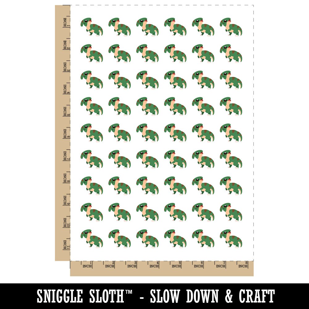 Chibi Parasaurolophus Dinosaur Temporary Tattoo Water Resistant Fake Body Art Set Collection (1 Sheet)