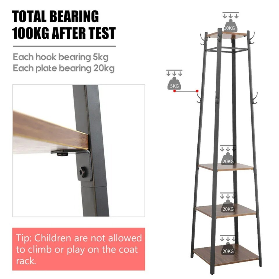 Upgrade Coat Rack Stand Entryway Hall Tree Large Garment Bag Shoe Storage Rack