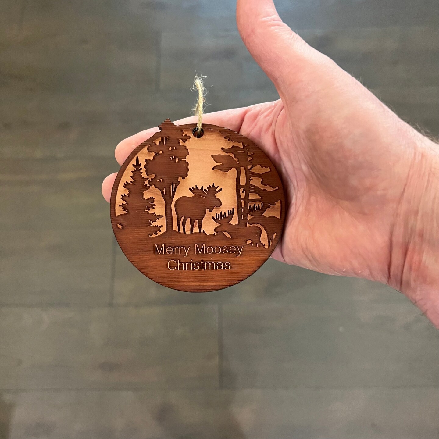 Merry Moosey Christmas - Cedar Ornament Merry Moosey Christmas - Cedar Ornament