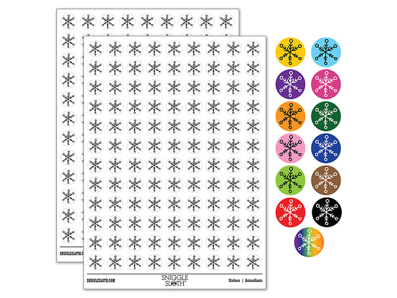 Snowflake Sketch Winter 200+ 0.50&#x22; Round Stickers